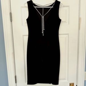 Joseph Ribkoff- Black Dress with Crystals- Size 6